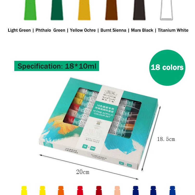 WINSOR & NEWTON Professional Acrylic Paint Sets: 12, 18. 24, or 36 tubes each 10ml