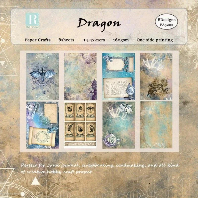 Dragon Scrapbooking Paper - 8 Designs