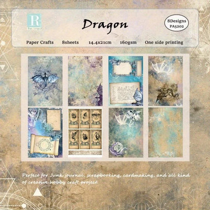 Dragon Scrapbooking Paper - 8 Designs