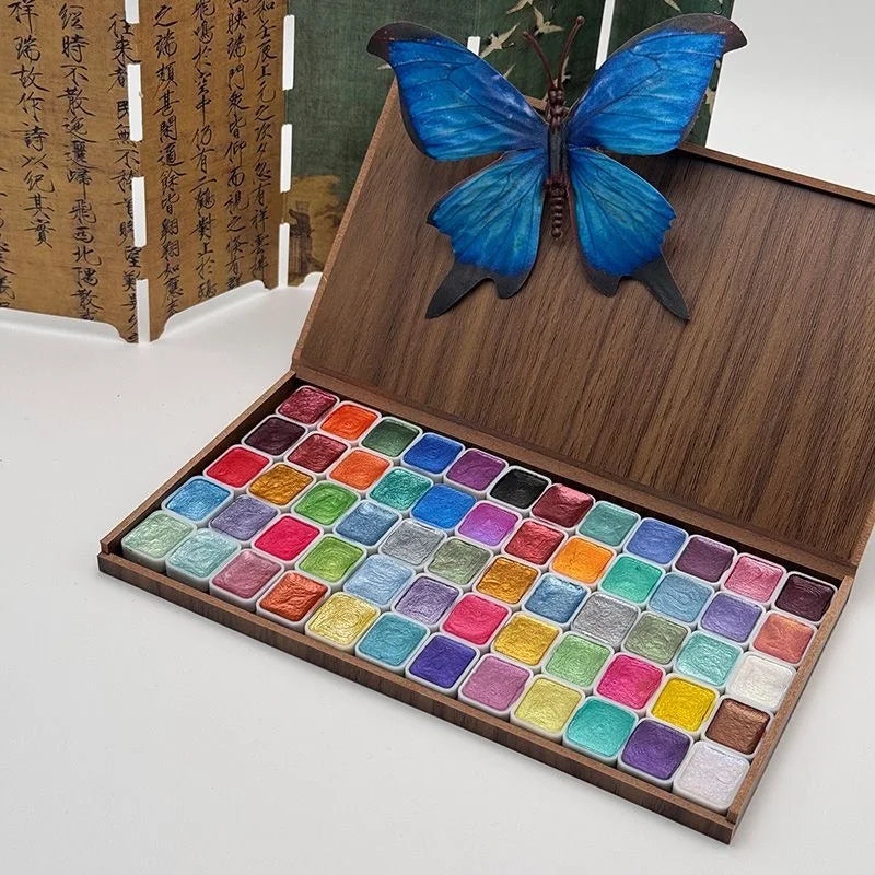 48, 60, 84, or 120 Colors of Pearl/Metallic Watercolor Paint Sets