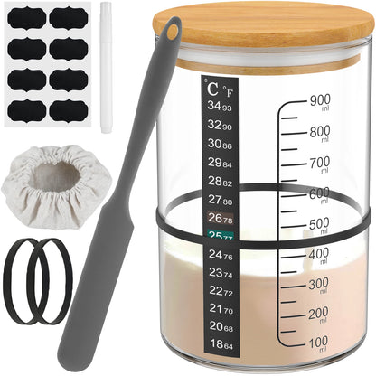 Sourdough Bread Starter Jar - 900ml Wide Mouth Glass