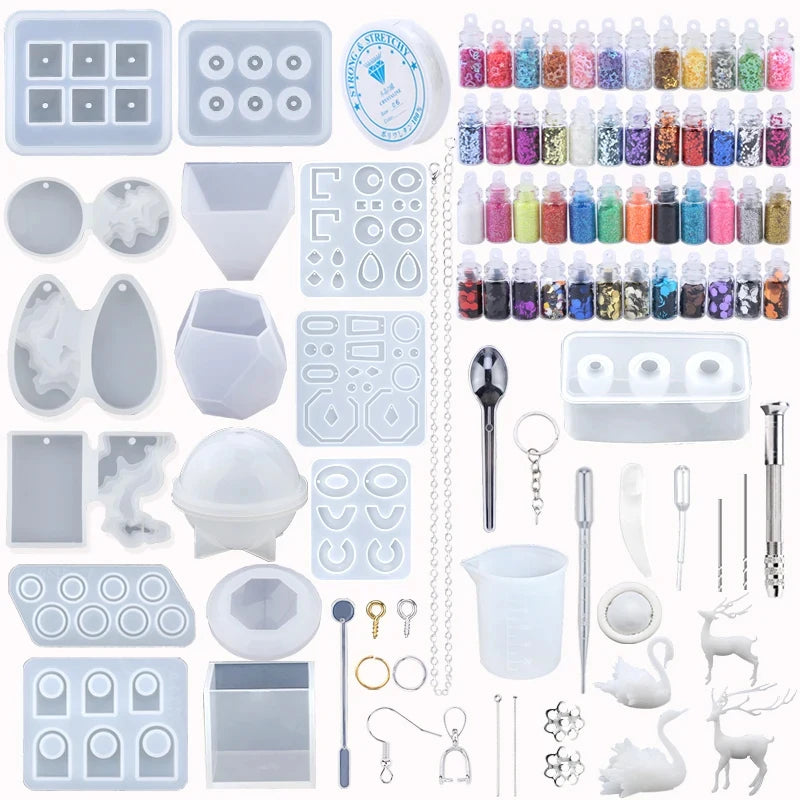 Resin Silicone Mold Set for Earrings, Necklaces, Pendants, Key Fobs
