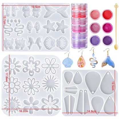 Resin Silicone Mold Set for Earrings, Necklaces, Pendants, Key Fobs