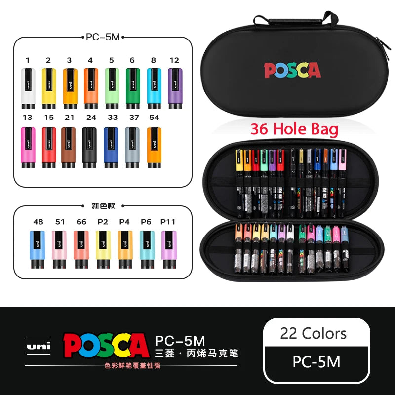 POSCA Multi-Color Marker Pen Set with case
