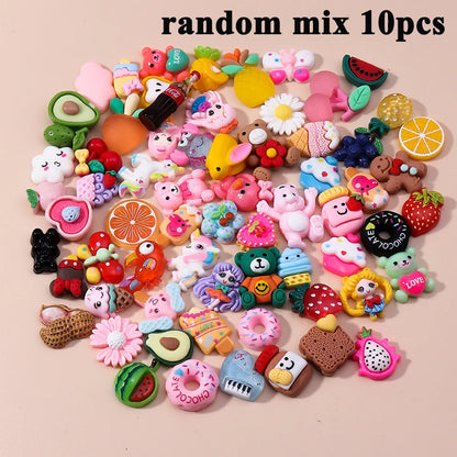 Various Resin Filling Charms for Jewelry Making - Flat Backed, 10 pieces