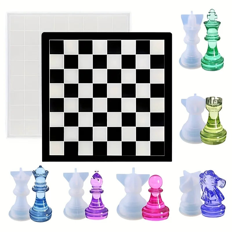 Top Quality 2026New Chess Silicone Molds - DIY Craft Kit for Board Games, Includes Full Size 3D Pieces & Resin Casting Mold