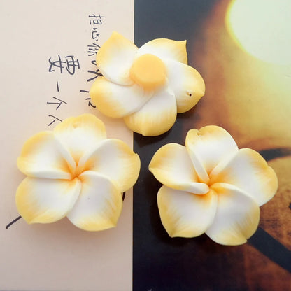 10pcs/Lots 30mm Polymer Clay Plumeria Rubra Flower Charming Petal Hole Diy Earrings Pendants Necklace Jewelry Making Materials