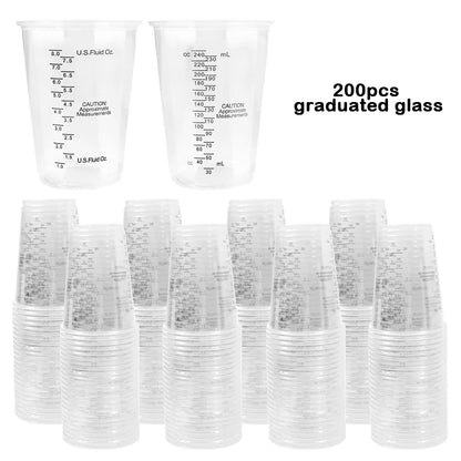 8oz Disposable Plastic Measuring Cups with Stirring Sticks for Epoxy Resin Mixing or Candle Wax Dying