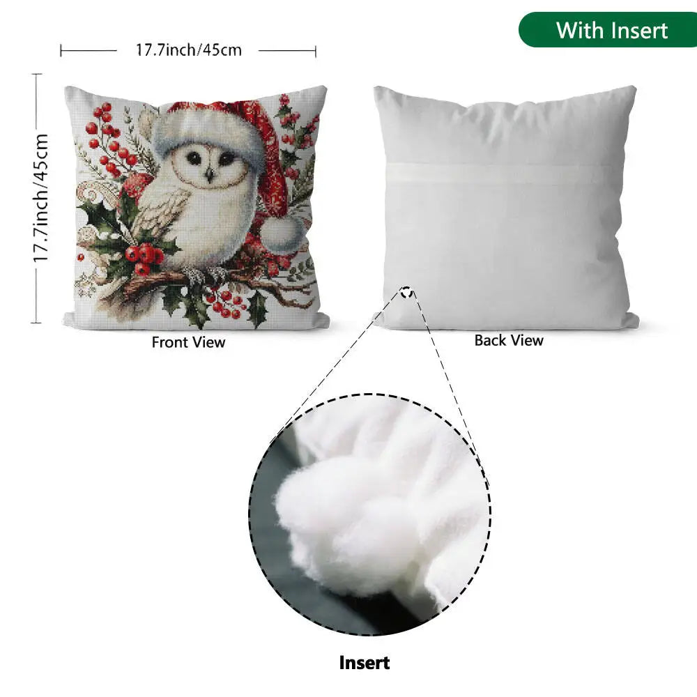 Christmas  Owl Counted Cross Stitch 11ct Set DIY pillow Kit