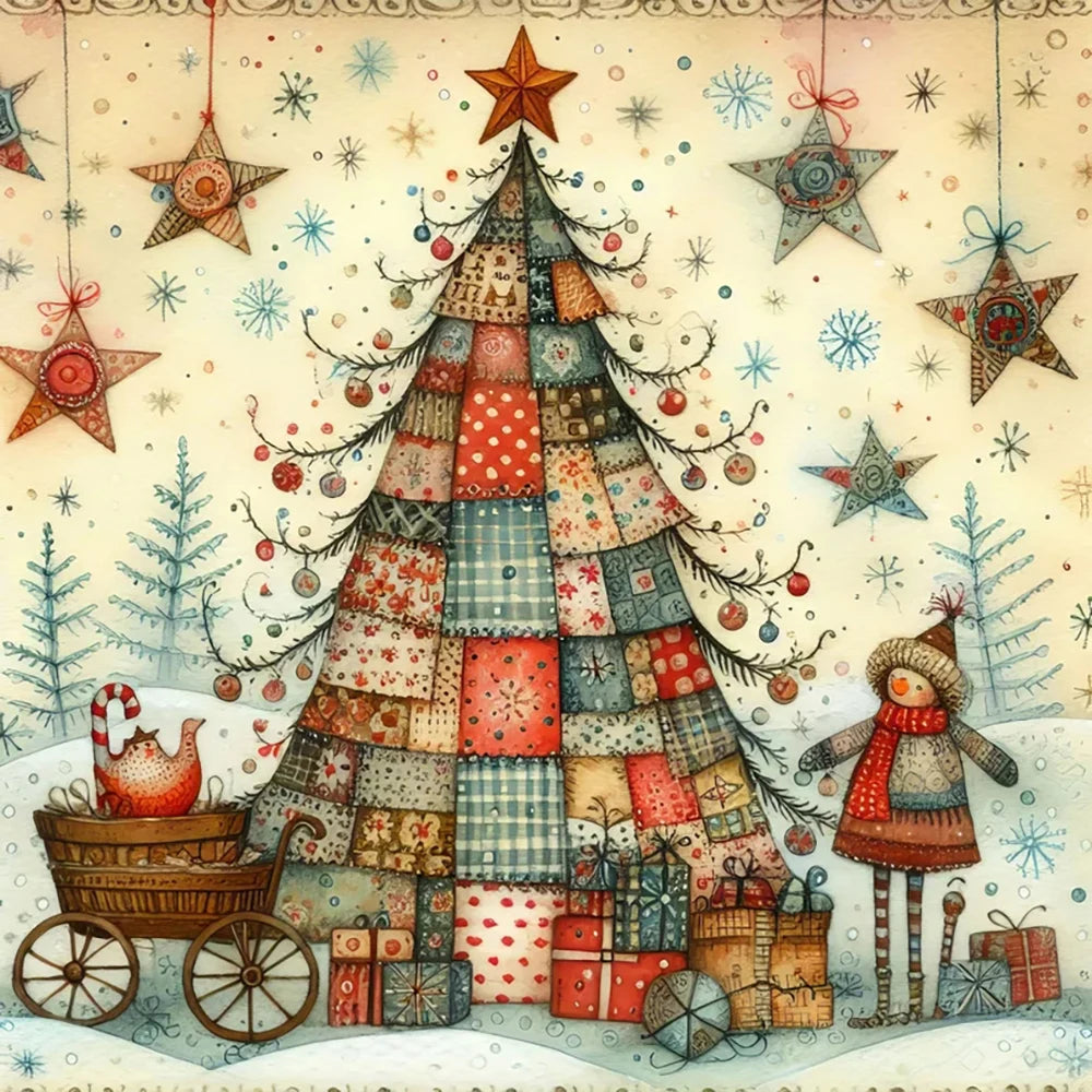 Diamond Art Christmas Tree Kits - Round and Various Sizes