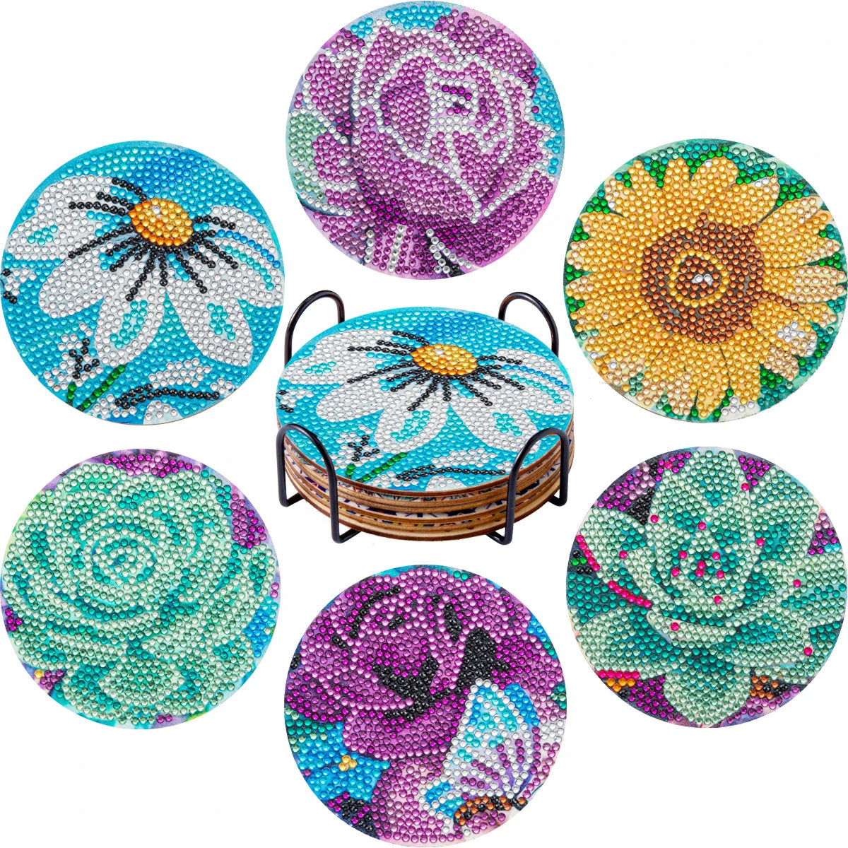 6 Pcs Set of Diamond Art Coasters - Various Designs