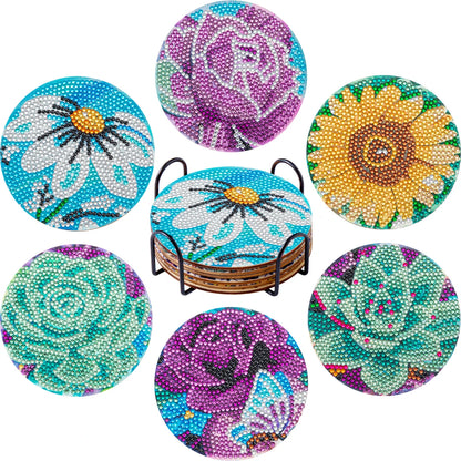 6 Pcs Set of Diamond Art Coasters - Various Designs