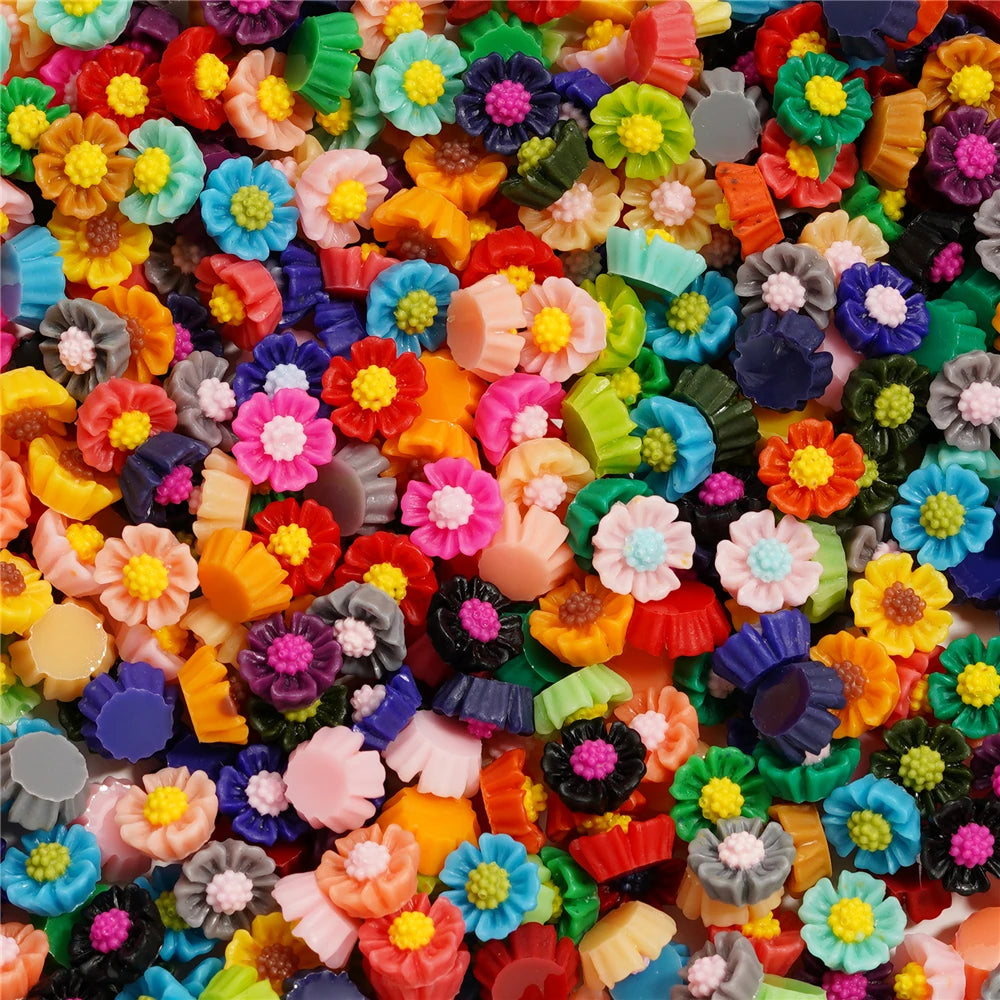 Mixed Flowers Resin Fillings for Jewelry Making - 100Pcs 6mm