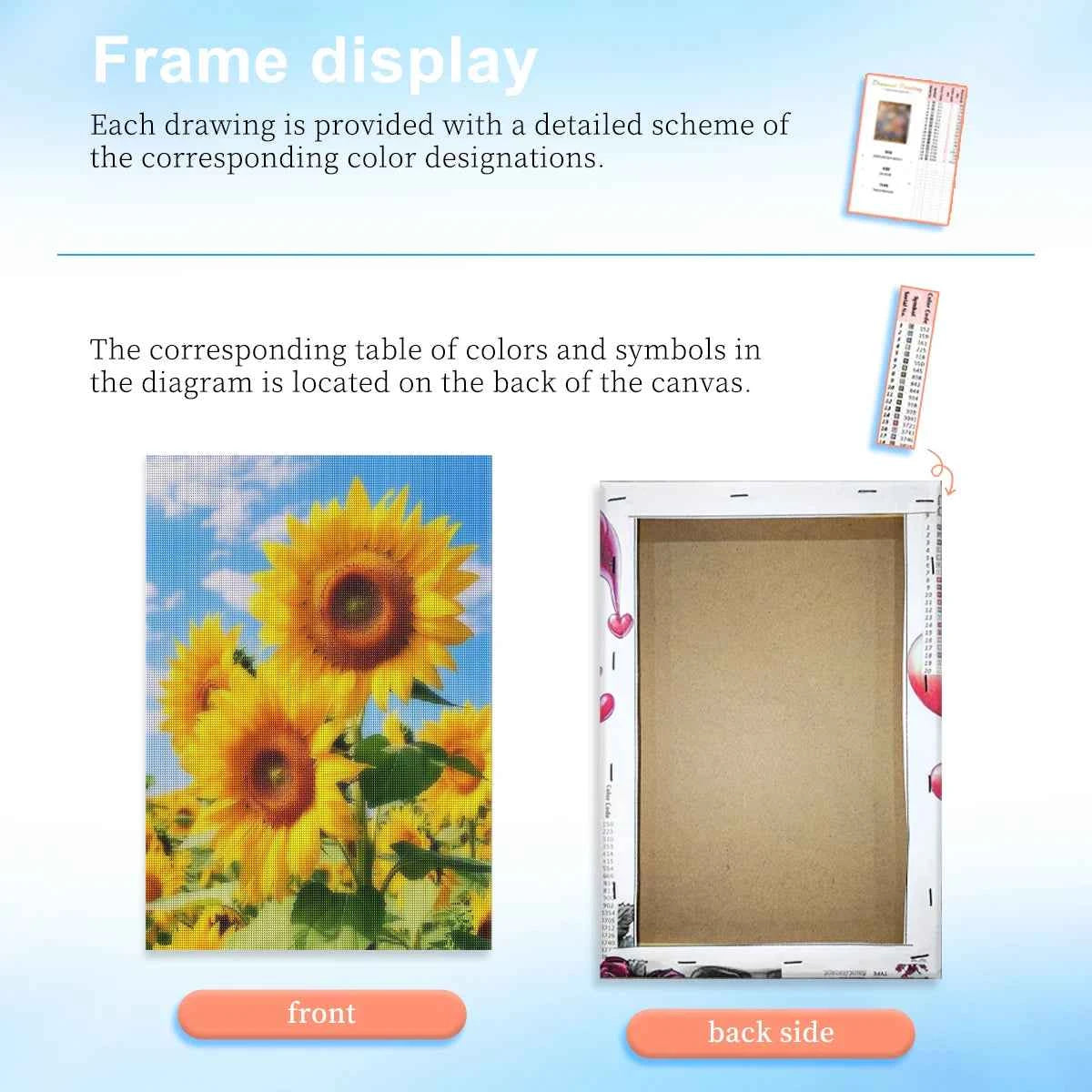 Sunflower Diamond Painting, Partial Drill, Round or Square, 5 Sizes