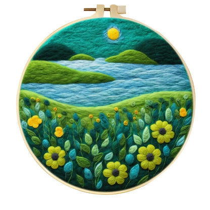Landscape Wool Felting Kits For Adults-  Includes Embroidery Hoop Frame