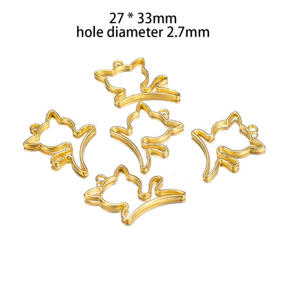 5Pcs/Gold Color Alloy - Hallow Cat Molds for UV Resin -  Handmade Jewelry Making Accessory