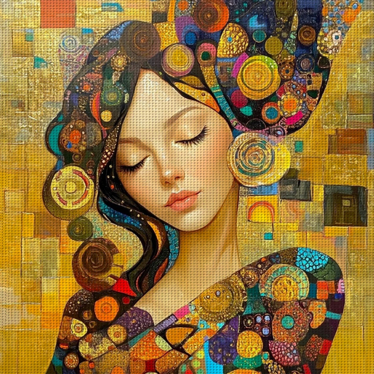 Woman Printed Fabric Cross Stitch Kit