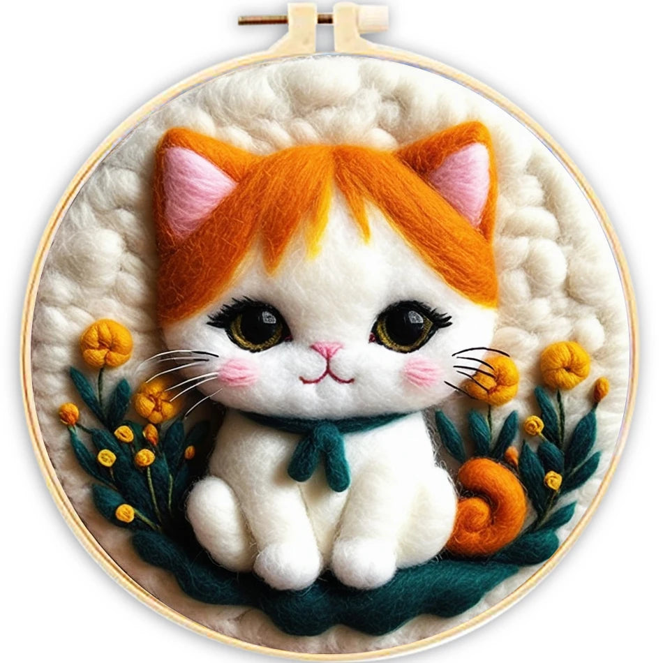 Needle Felting Kit With Frame: Cute Cats
