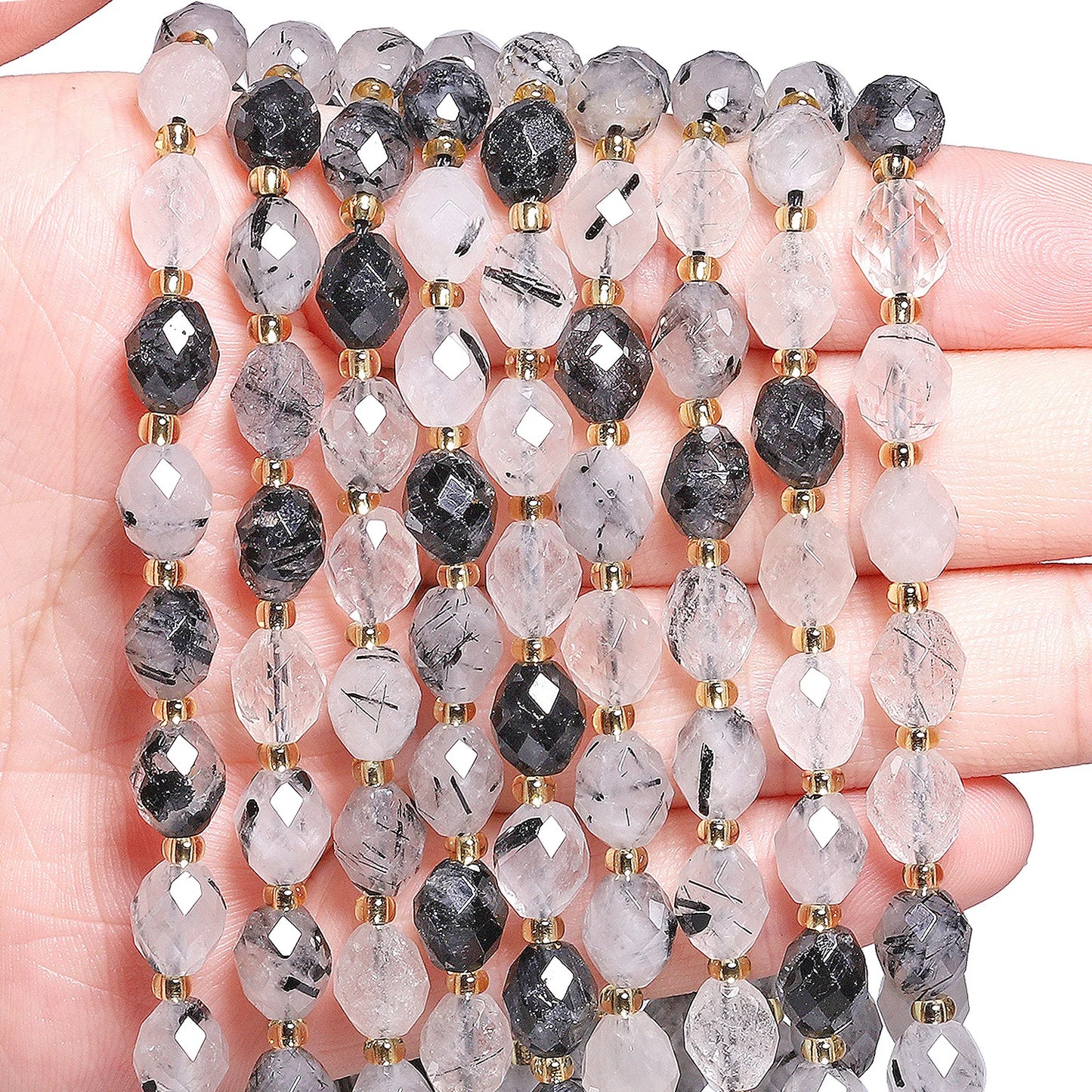 AAA Faceted Natural Colored, Quartz, Oval Shaped Beads