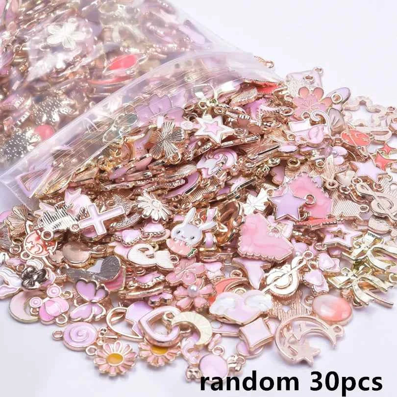 30 or 60 Pieces of Various Mixed Enamel Charms For Jewelry Making