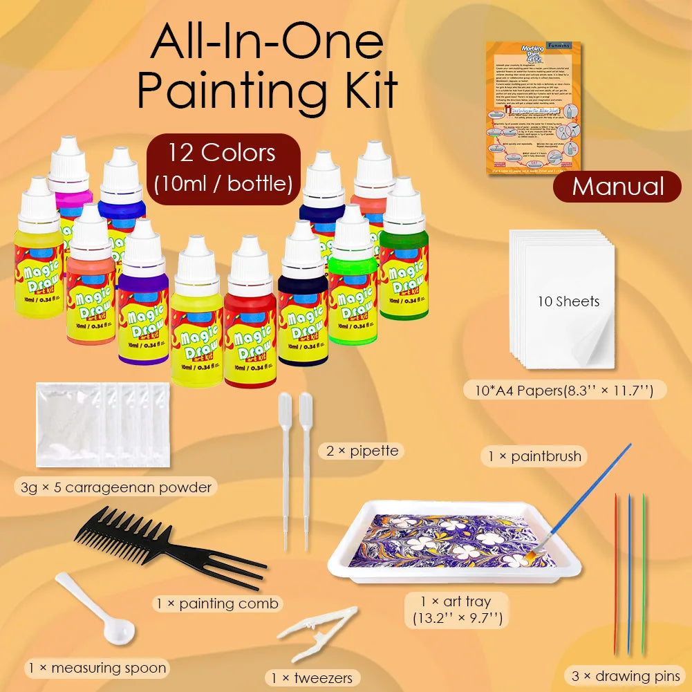 Marble Painting Kit for Kids - 5 or 12 colors
