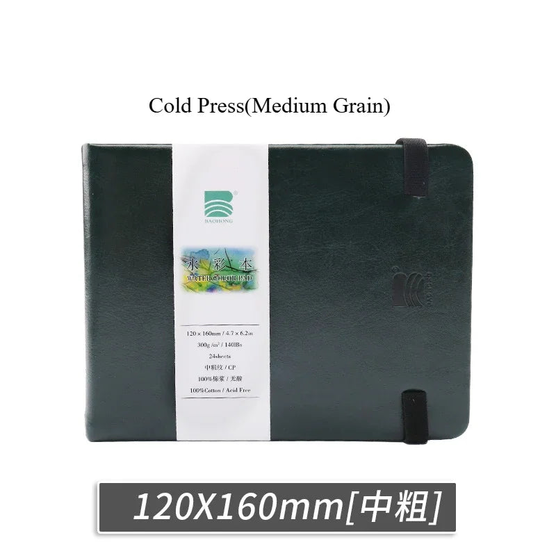 Watercolor Journal, 100% Cotton Cold Press Paper  24 Sheets (140lb/300gsm) 12x16cm