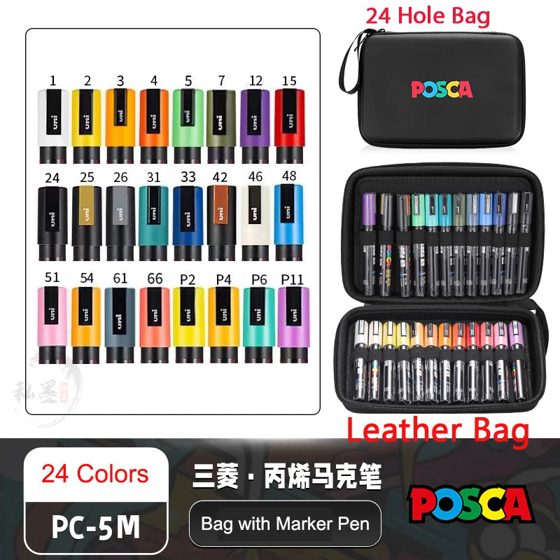 POSCA Multi-Color Marker Pen Set with case