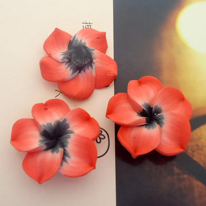 10pcs/Lots 30mm Polymer Clay Plumeria Rubra Flower Charming Petal Hole Diy Earrings Pendants Necklace Jewelry Making Materials
