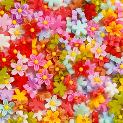 Mixed Flowers Resin Fillings for Jewelry Making - 100Pcs 6mm