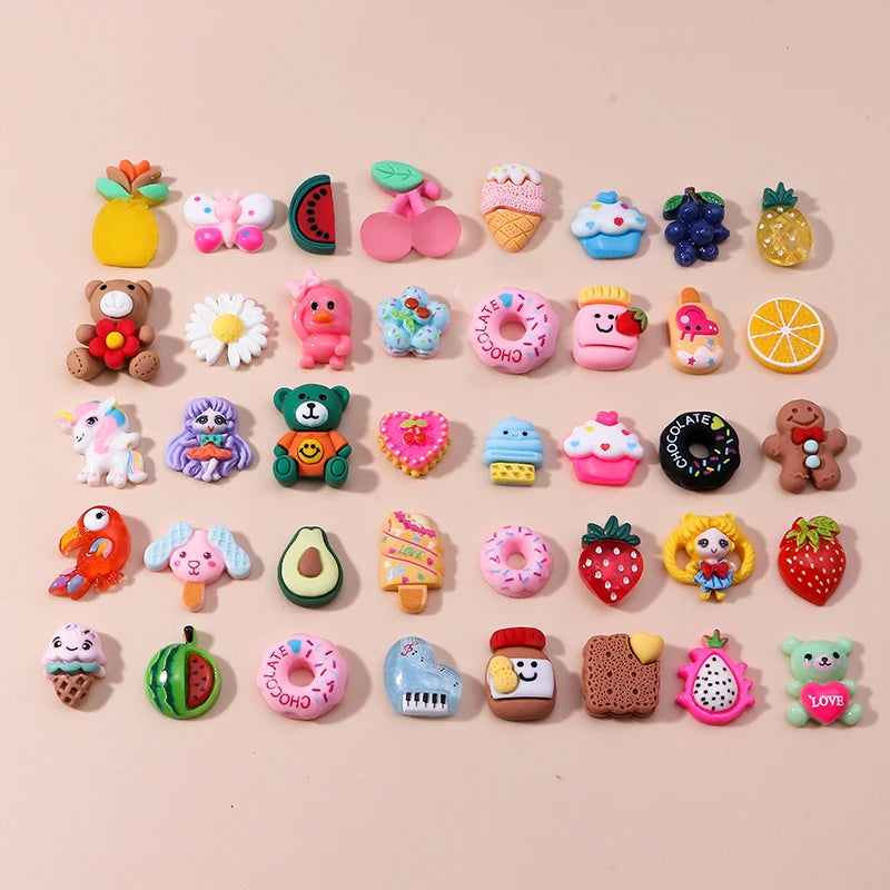 Various Resin Filling Charms for Jewelry Making - Flat Backed, 10 pieces