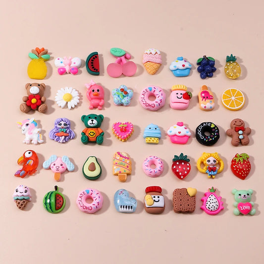 Various Resin Filling Charms for Jewelry Making - Flat Backed, 10 pieces