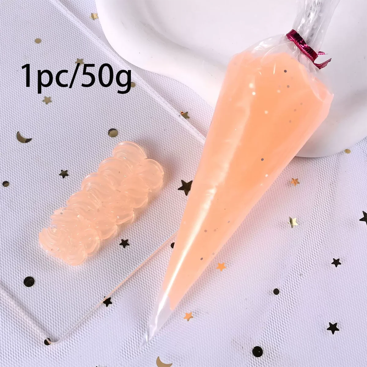 50g Crystal Clear Orange Jelly Glue for DIY Crafts | Simulated Cream Glue | Phone Case Decoration, Party Favors, Art Supplies (Non-Toxic). Comes with a design tip.