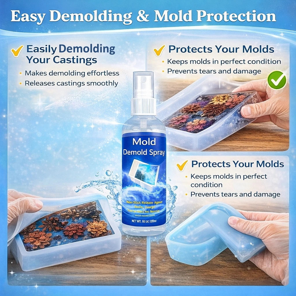 Mold Release Spray with Brush, Non-Stick for Epoxy Resin & Candles, Easy Demolding, Extends Mold Life – Jewelry Casting Supplies