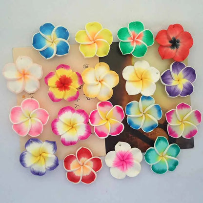 10pcs/Lots 30mm Polymer Clay Plumeria Rubra Flower Charming Petal Hole Diy Earrings Pendants Necklace Jewelry Making Materials