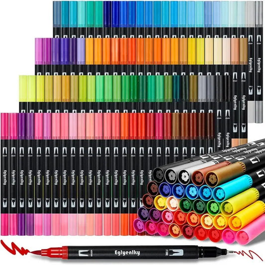 Dual-Tip Watercolor Brush Pens - Available in Sets of 12/24/36/48/60/72/100/120 Colors