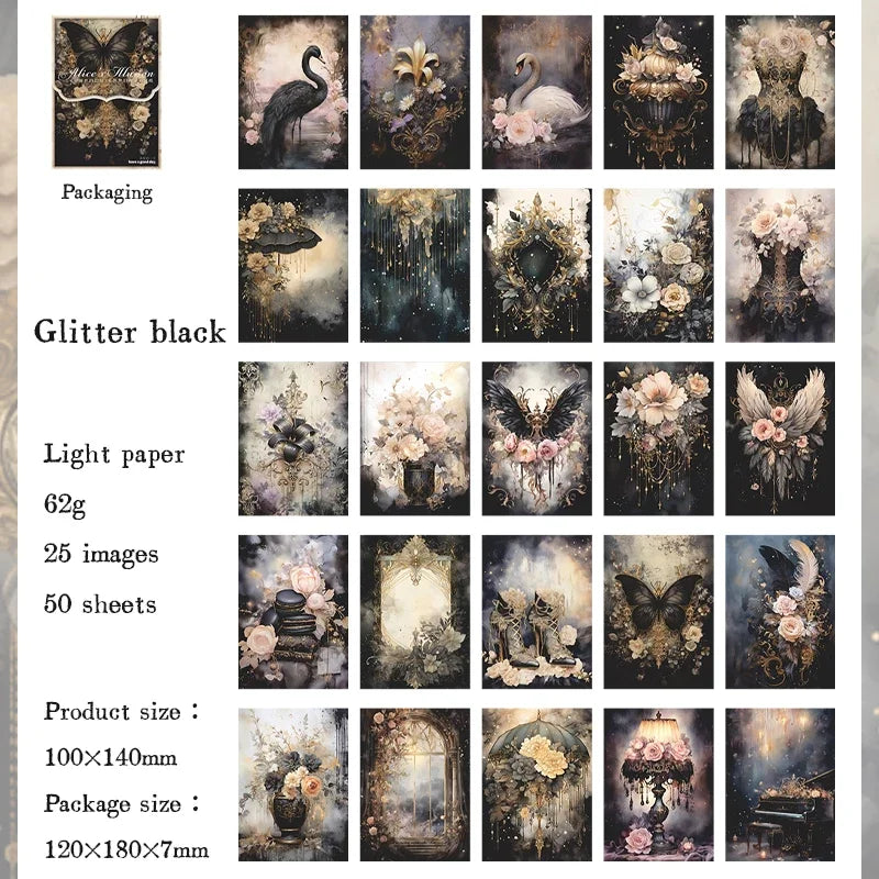 Vintage Scrapbooking Paper - 50 Pieces of Various Images