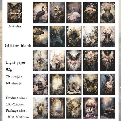 Vintage Scrapbooking Paper - 50 Pieces of Various Images