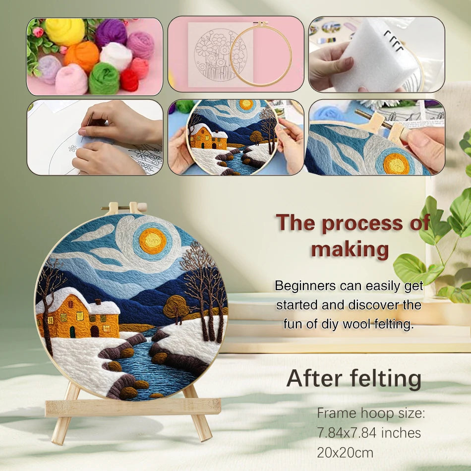 The process of making a needle felted scene
