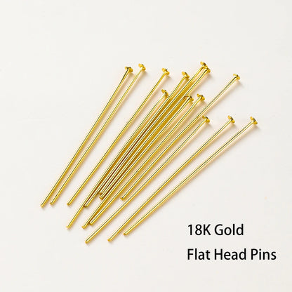 100pcs 16-50mm Flat Head, Ball and Eye Head Pins - Silver, Rhodium, Platinum and Gold - Jewelry Making Findings