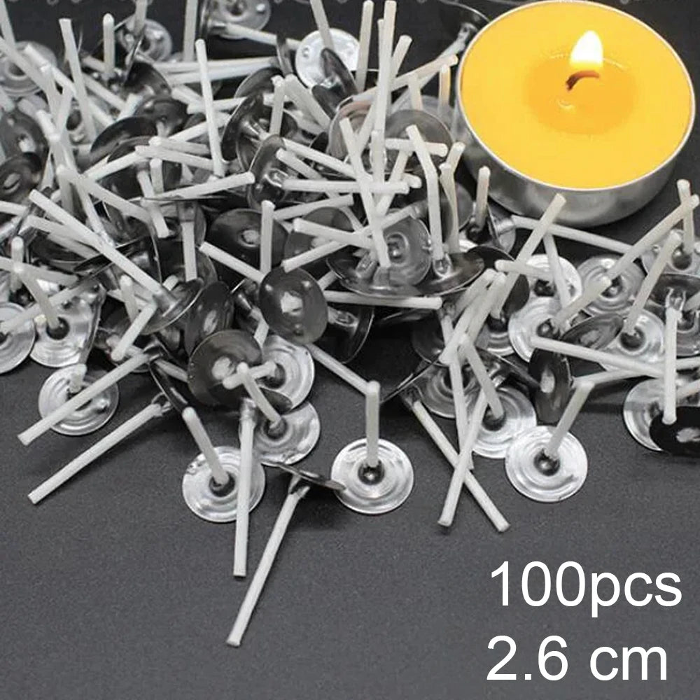 Candle Wicks Sets, Pre-Waxed Cotton Core Wicks with Base Stickers - Handmade Candle Making Tools