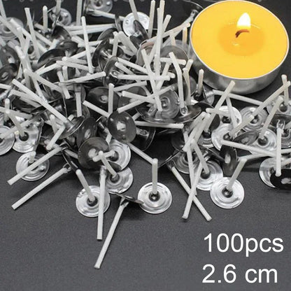 Candle Wicks Sets, Pre-Waxed Cotton Core Wicks with Base Stickers - Handmade Candle Making Tools