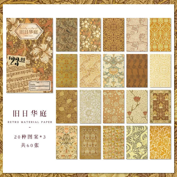 60 pcs/boxed Vintage Morris Pattern Paper
