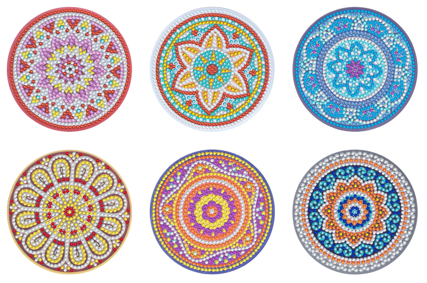 6 Pcs Set of Diamond Art Coasters - Various Designs