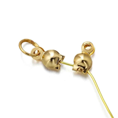 50pcs Stainless Steel and Gold Plated Connector Clasp Crimp End Beads for Bracelets, Necklaces - Jewelry Making Supplies