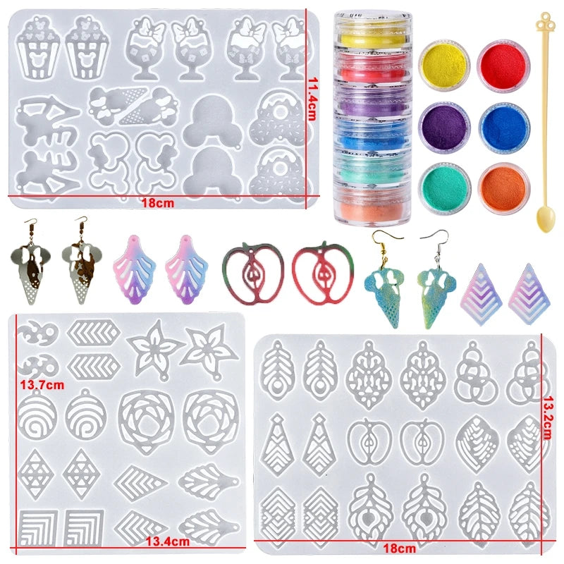 Resin Silicone Mold Set for Earrings, Necklaces, Pendants, Key Fobs