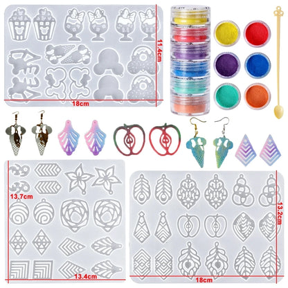 Resin Silicone Mold Set for Earrings, Necklaces, Pendants, Key Fobs