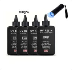 UV Resin-100/500g  Crystal Clear Ultraviolet Curing UV Resin Kit with Light for Jewelry Making