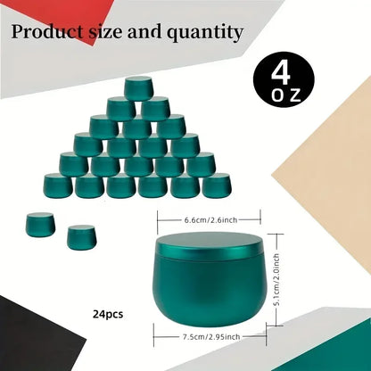 24-Pack Candle Holders with Lids, 4oz or 8oz Round Sealed Jars