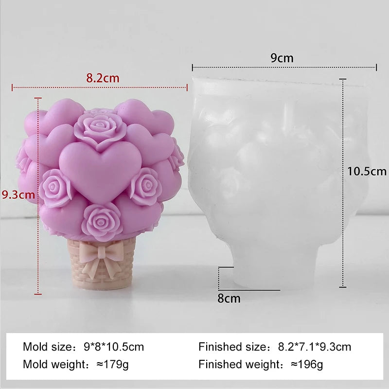 Stacking Hearts Silicone Mold for Candle Making