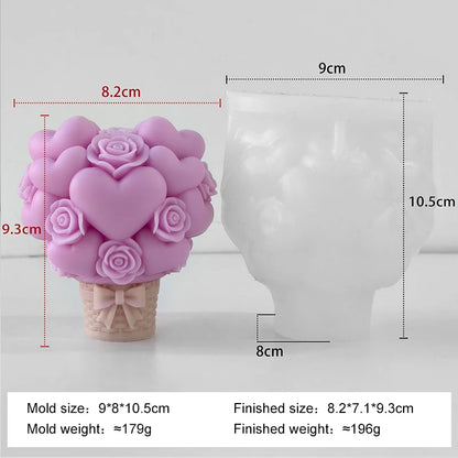 Stacking Hearts Silicone Mold for Candle Making